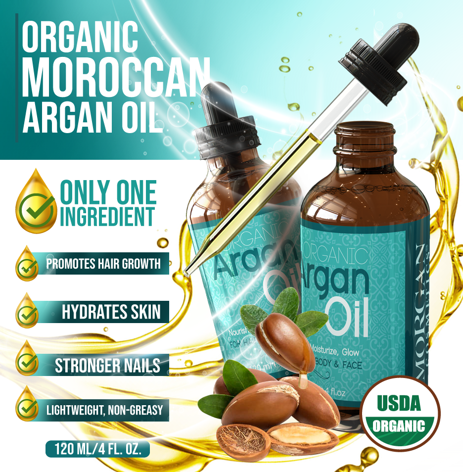 Organic Argan Oil For Hair, Skin and Body 4 oz / 120 ml