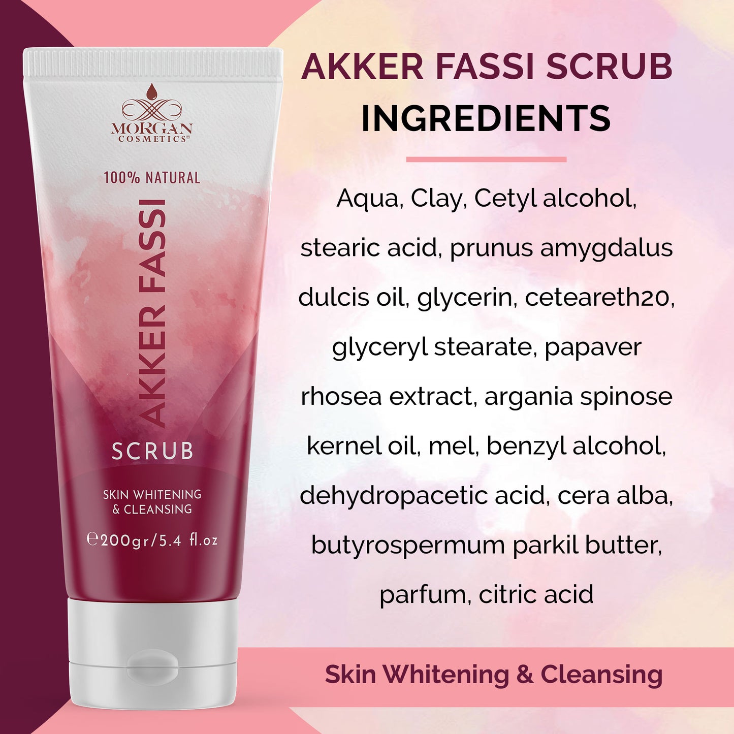 Akker Fassi Scrub 100% Natural Deep Skin Cleanser & Lightener 160 gram/ 5.64 fl oz