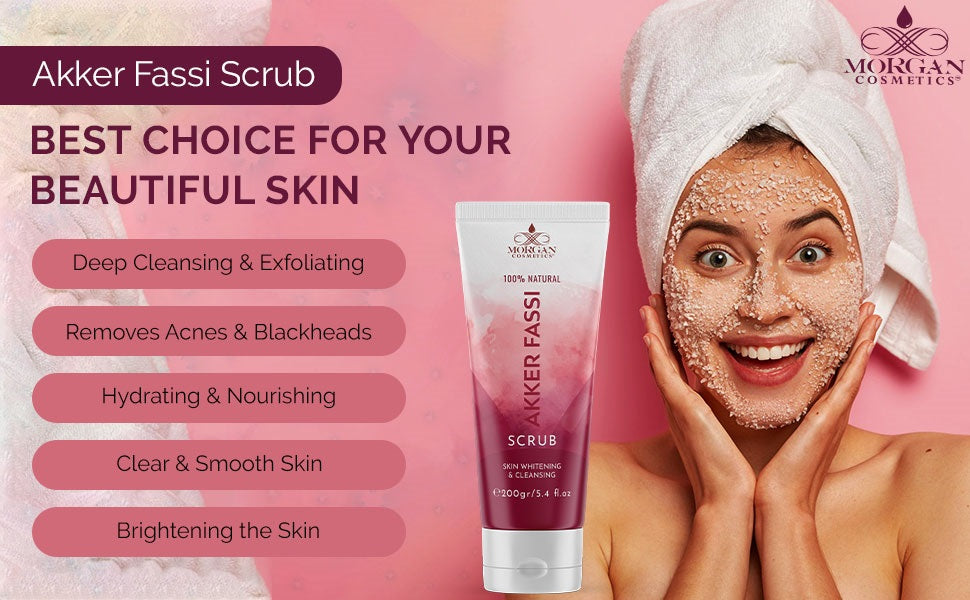 Akker Fassi Scrub 100% Natural Deep Skin Cleanser & Lightener 160 gram/ 5.64 fl oz