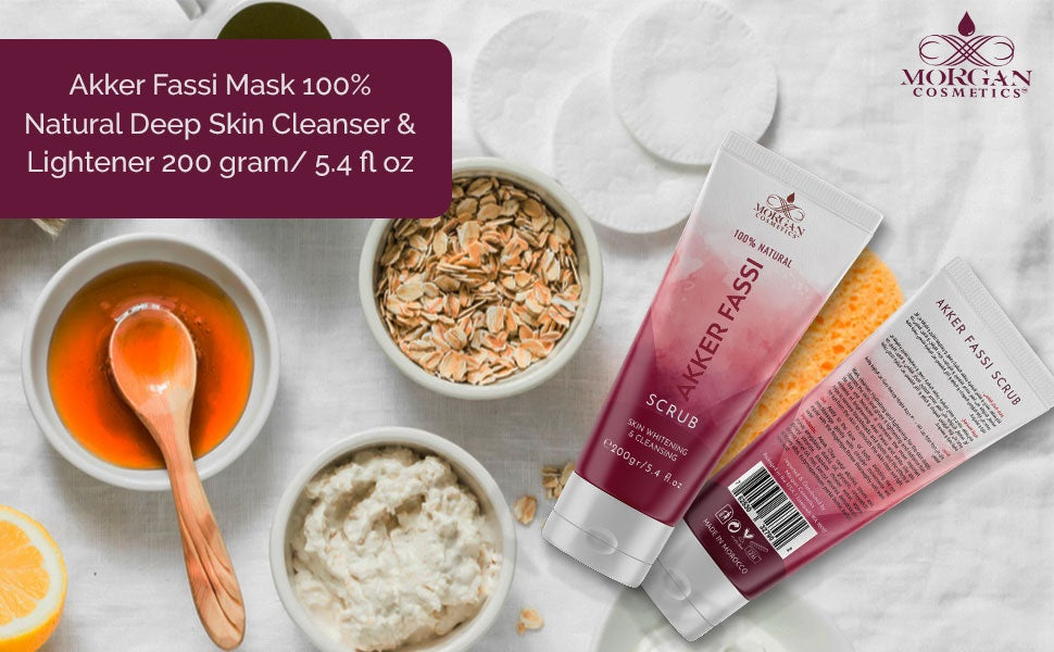 Akker Fassi Scrub 100% Natural Deep Skin Cleanser & Lightener 160 gram/ 5.64 fl oz