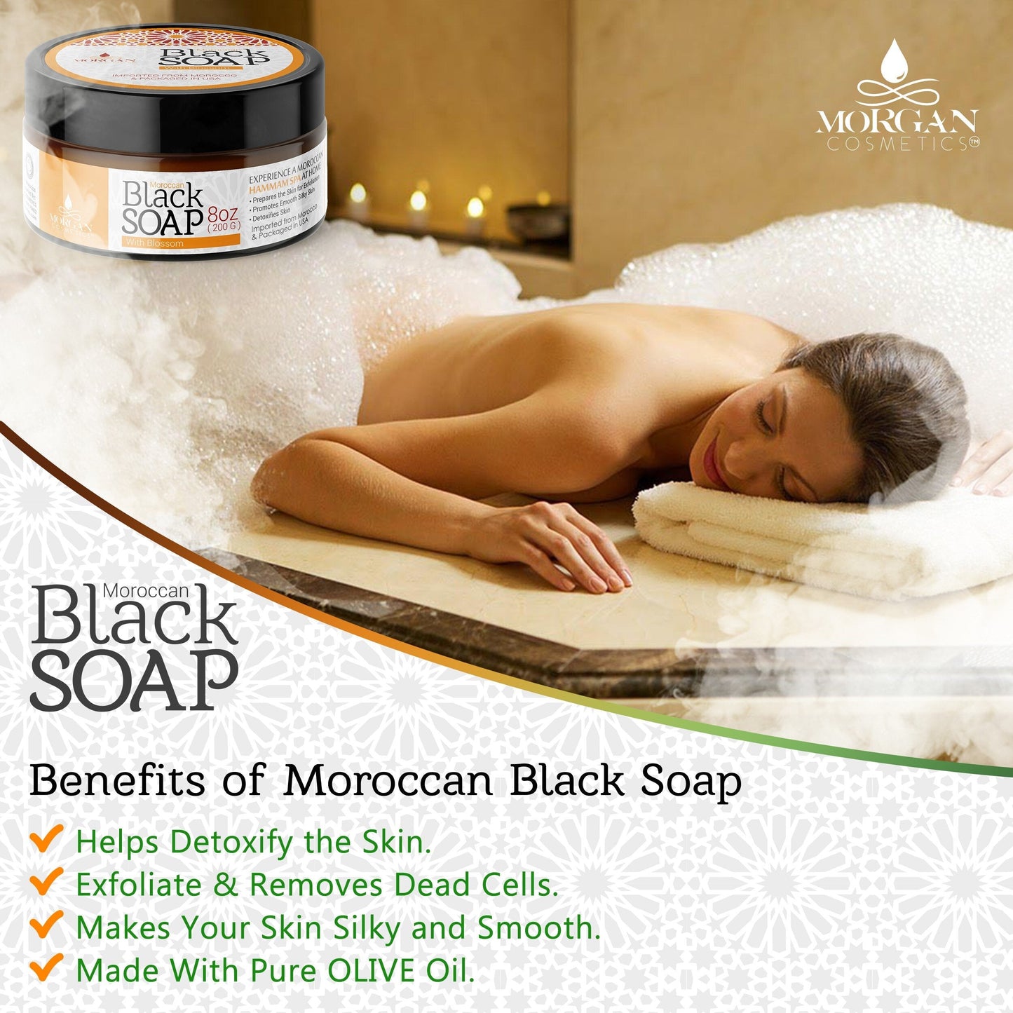 Moroccan Black Soap with Argan freeshipping - morgancosmeticsofficial