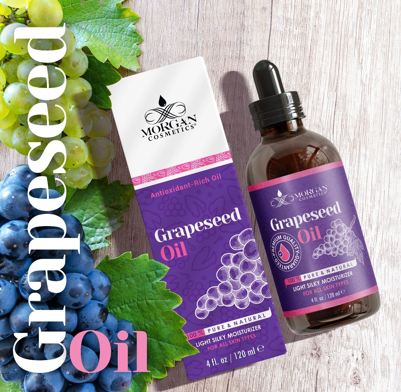 100% Pure Grapeseed Oil Antioxidant-rich Oil For all Skin types 4 fl oz 118 ml freeshipping - morgancosmeticsofficial