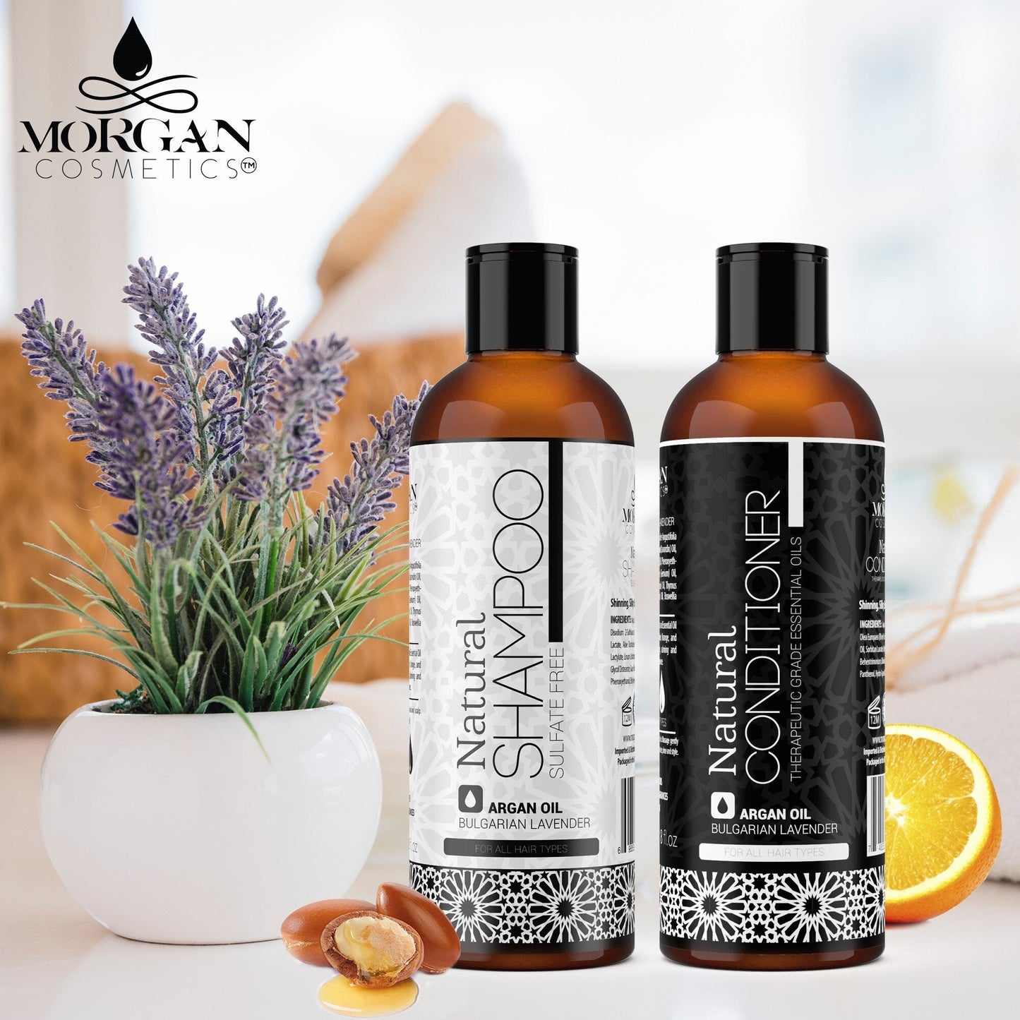 LAVENDER ARGAN OIL SULFATE FREE SHAMPOO &amp; CONDITIONER 16 OZ freeshipping - morgancosmeticsofficial