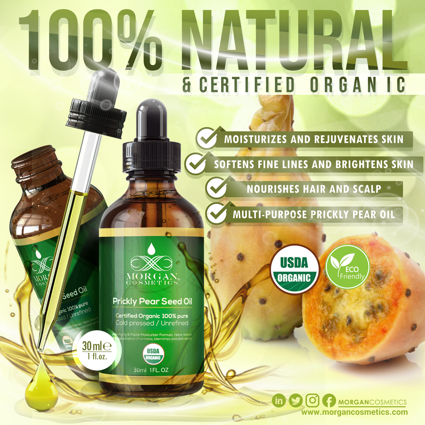 Organic Prickly Pear Seed Oil 1 oz freeshipping - morgancosmeticsofficial