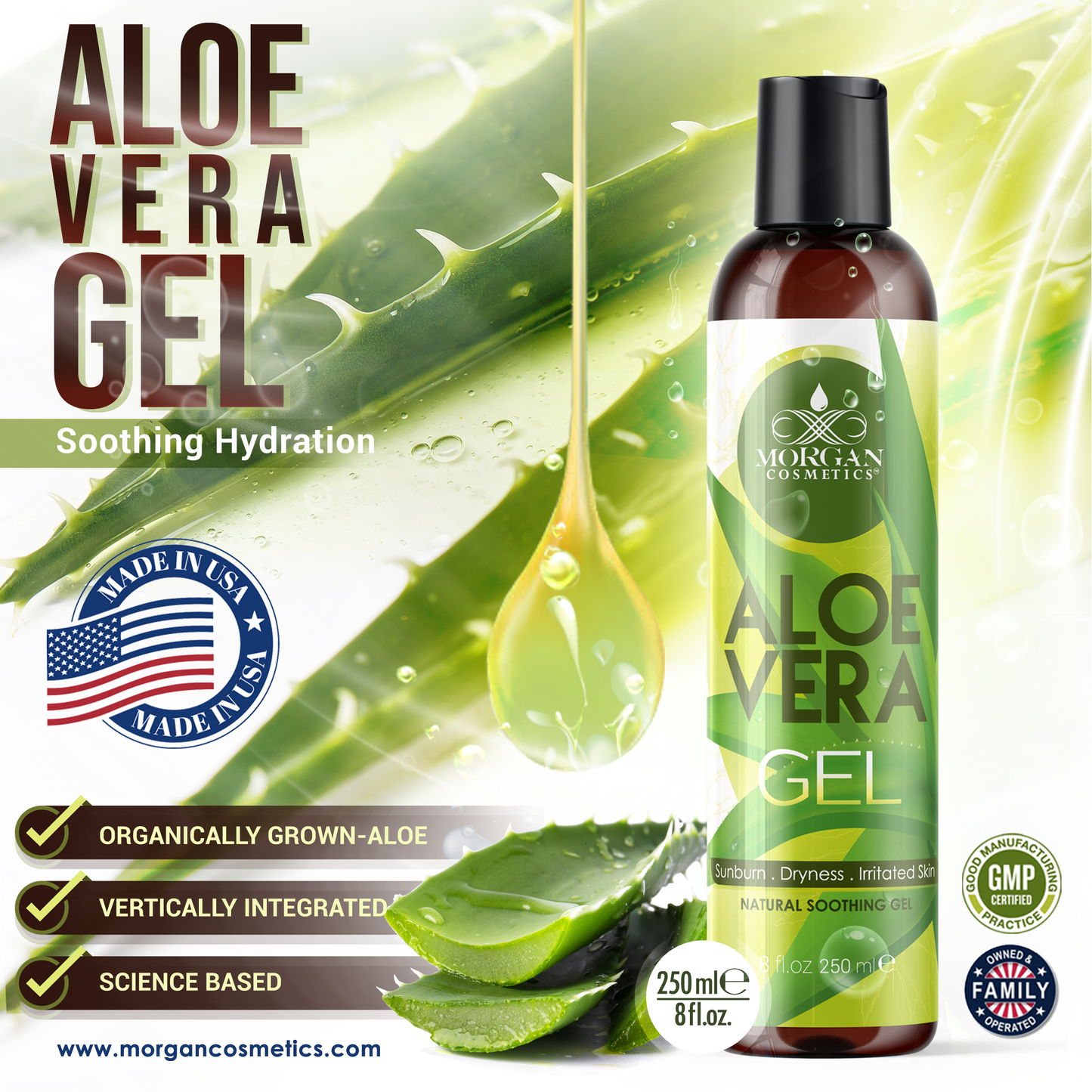 Morgan Cosmetics Pure Aloe Vera Gel 8 oz freeshipping - morgancosmeticsofficial