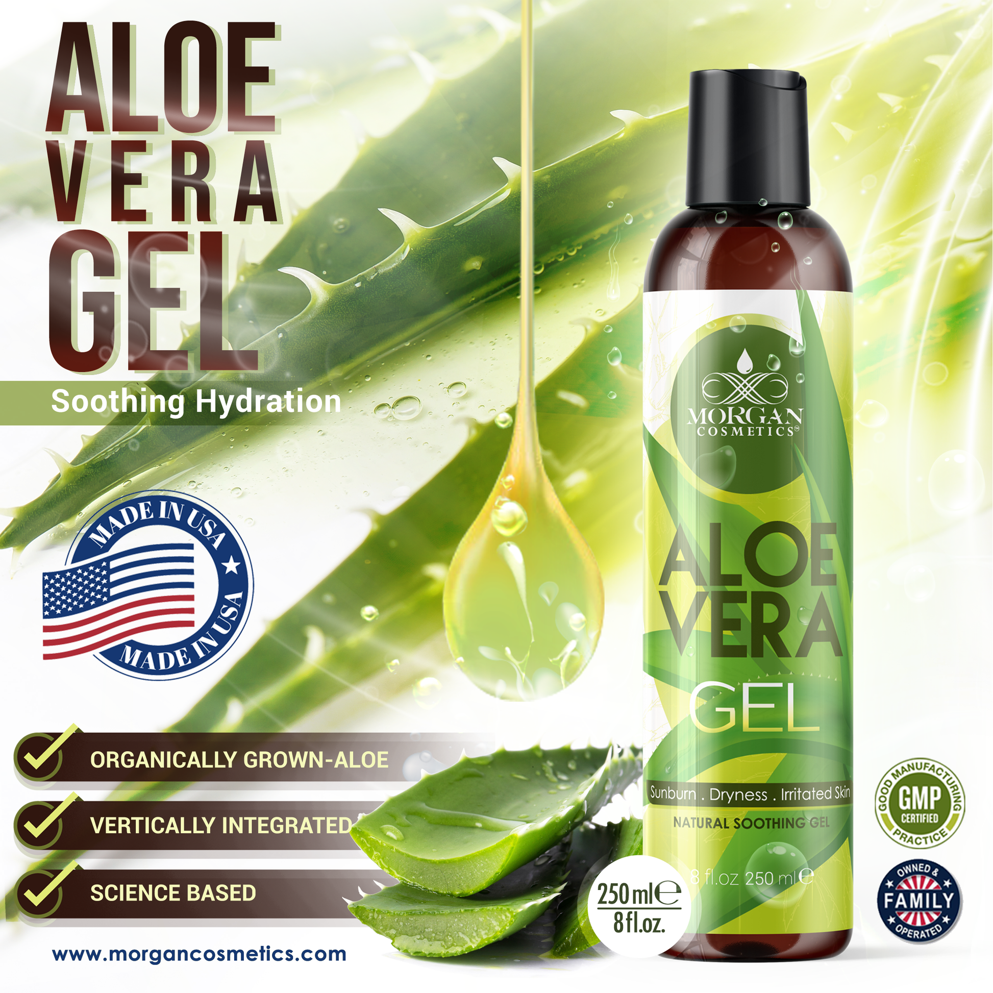 Morgan Cosmetics Pure Aloe Vera Gel 8 oz freeshipping - morgancosmeticsofficial