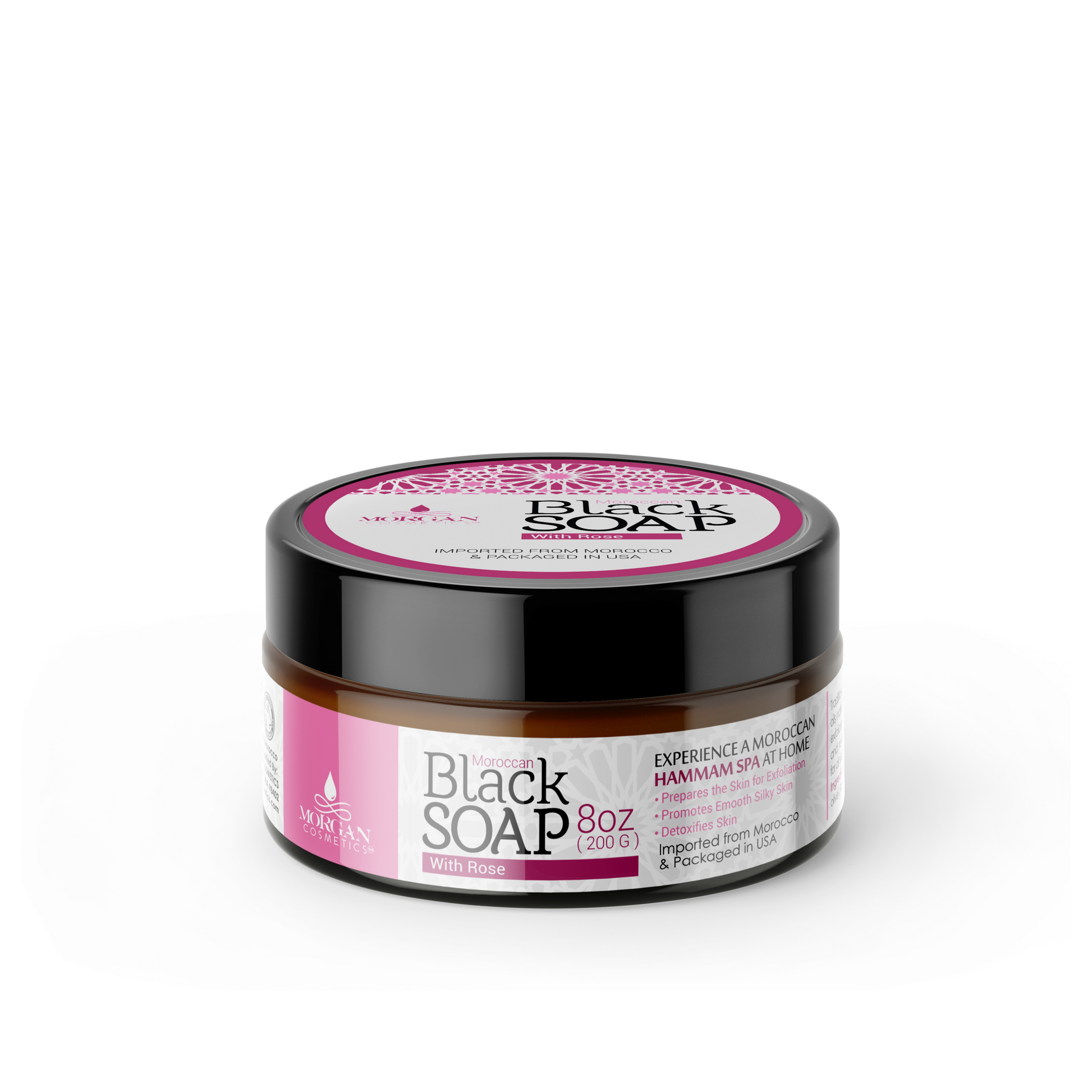 MOROCCAN BLACK SOAP WITH ROSE 8 OZ freeshipping - morgancosmeticsofficial