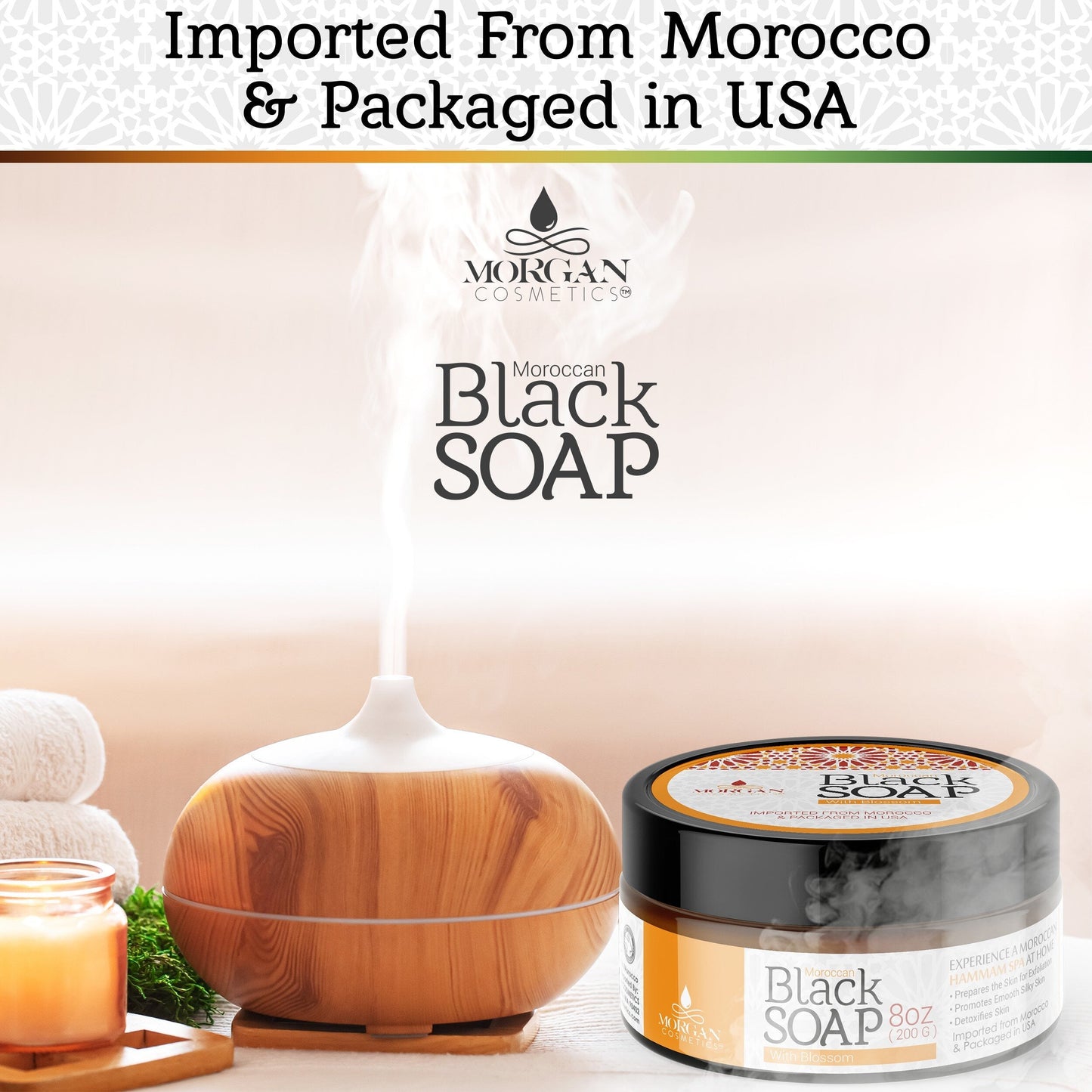 Moroccan Black Soap with Blossom 8oz freeshipping - morgancosmeticsofficial